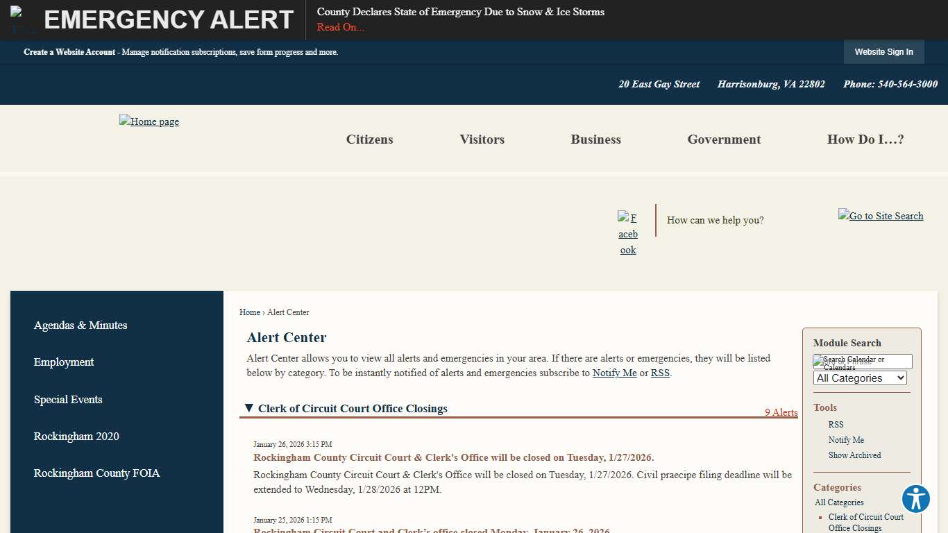 Alert Center • Clerk of Circuit Court Office Closings